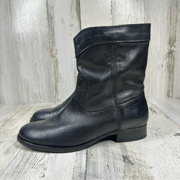 Frye Womens Cara Roper Short Boot Black Leather Shoes #303 - Picture 1 of 12